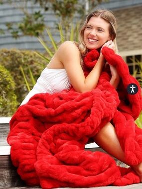 Minky Couture Plush Throw Blanket - Red